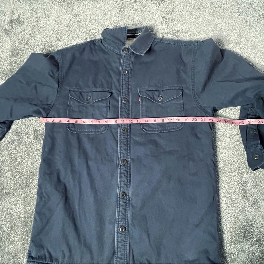 LEVIS Sherpa Lined Work Jacket Shirt Shacket Mens Medium Blue Denim Button